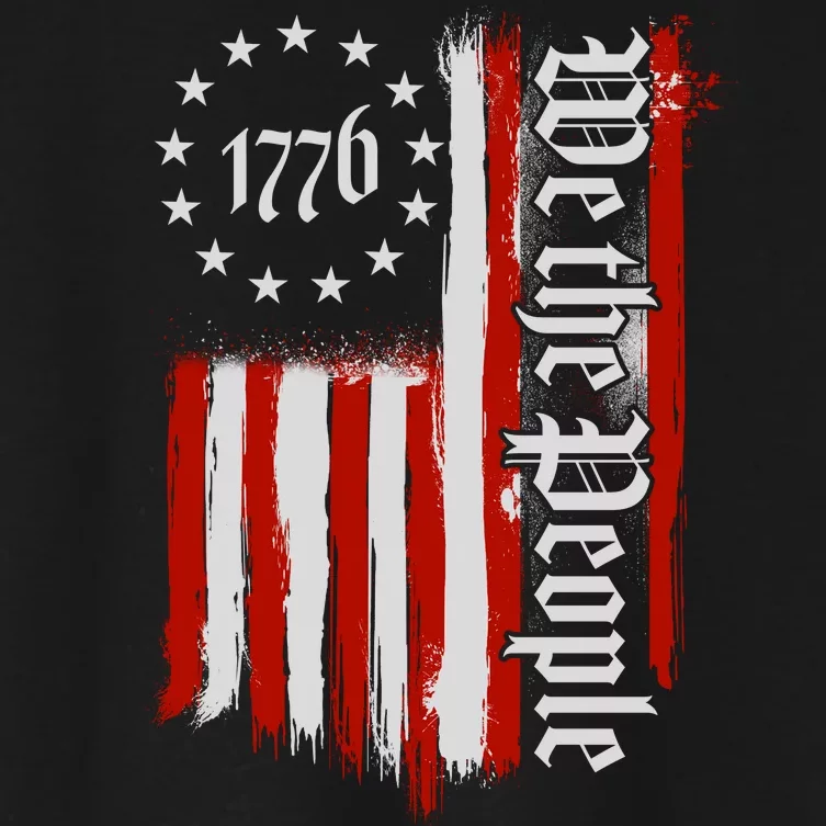 We The People 1776 Distressed USA American Flag Women's Crop Top Tee