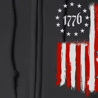 We The People 1776 Distressed USA American Flag Full Zip Hoodie