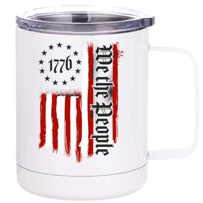 We The People 1776 Distressed USA American Flag Front & Back 12oz Stainless Steel Tumbler Cup