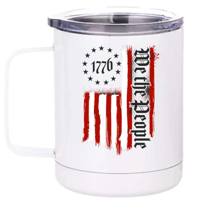 We The People 1776 Distressed USA American Flag Front & Back 12oz Stainless Steel Tumbler Cup