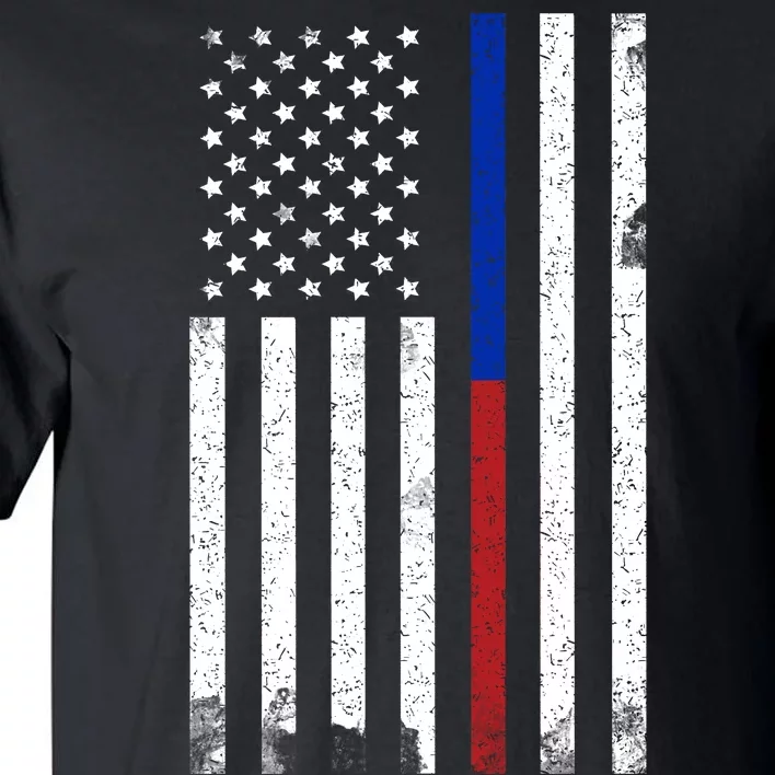 We The People Holsters  American Flag Thin Blue-Red Line Tall T-Shirt