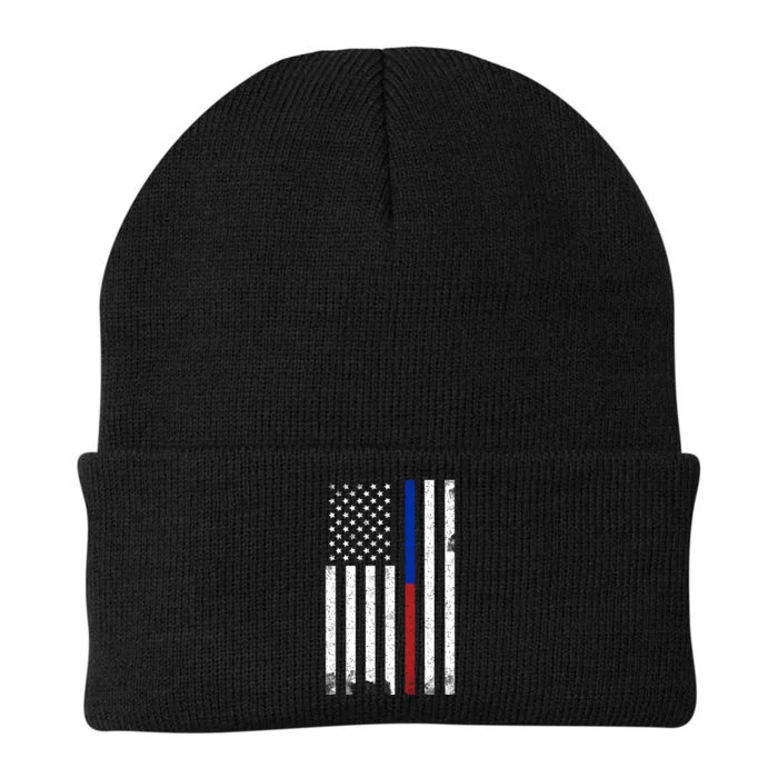 We The People Holsters  American Flag Thin Blue-Red Line Knit Cap Winter Beanie