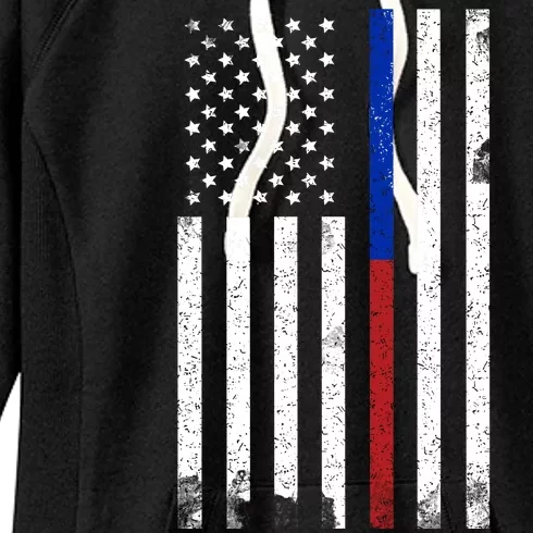 We The People Holsters  American Flag Thin Blue-Red Line Women's Fleece Hoodie