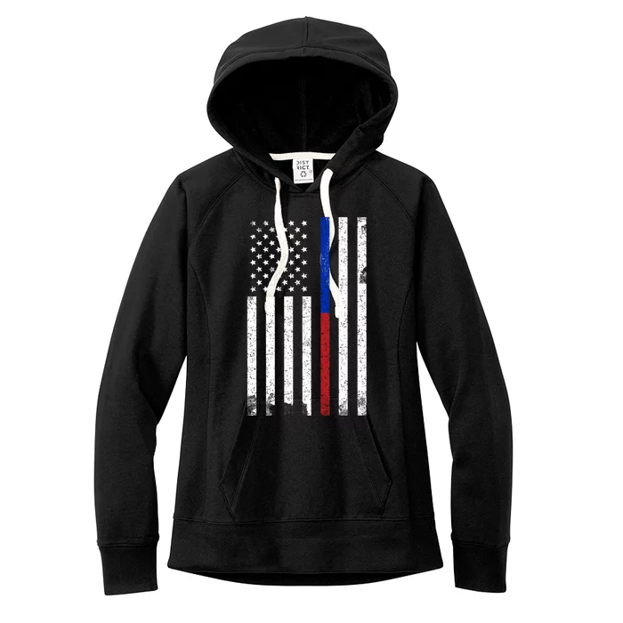 We The People Holsters  American Flag Thin Blue-Red Line Women's Fleece Hoodie