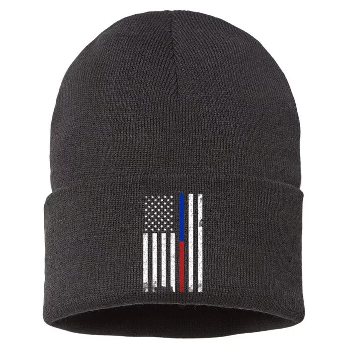 We The People Holsters  American Flag Thin Blue-Red Line Sustainable Knit Beanie