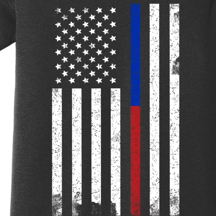 We The People Holsters  American Flag Thin Blue-Red Line Baby Bodysuit