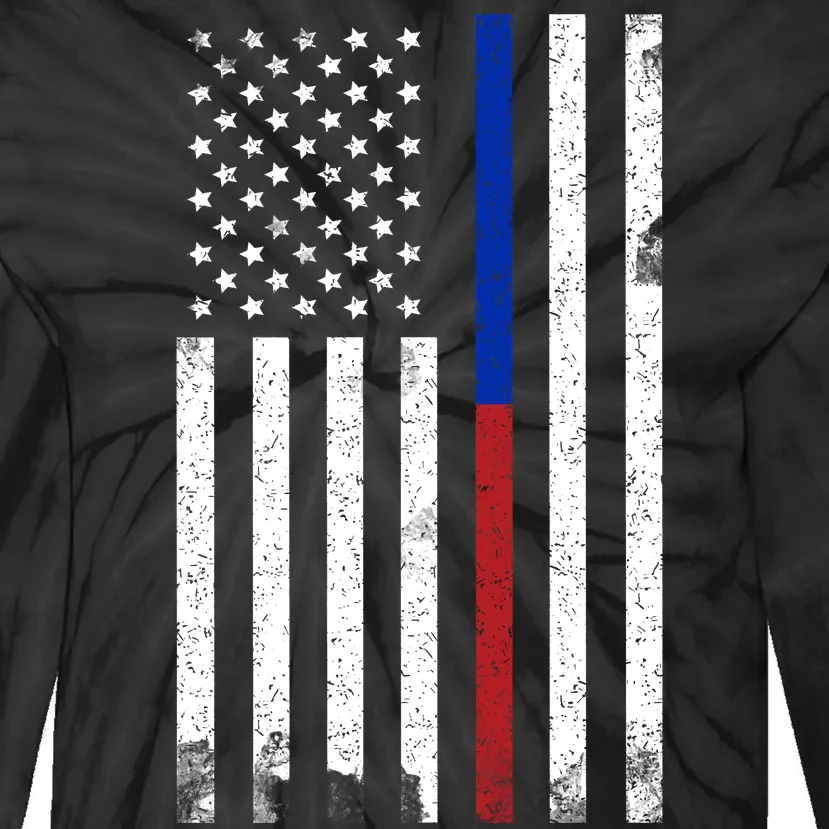 We The People Holsters  American Flag Thin Blue-Red Line Tie-Dye Long Sleeve Shirt