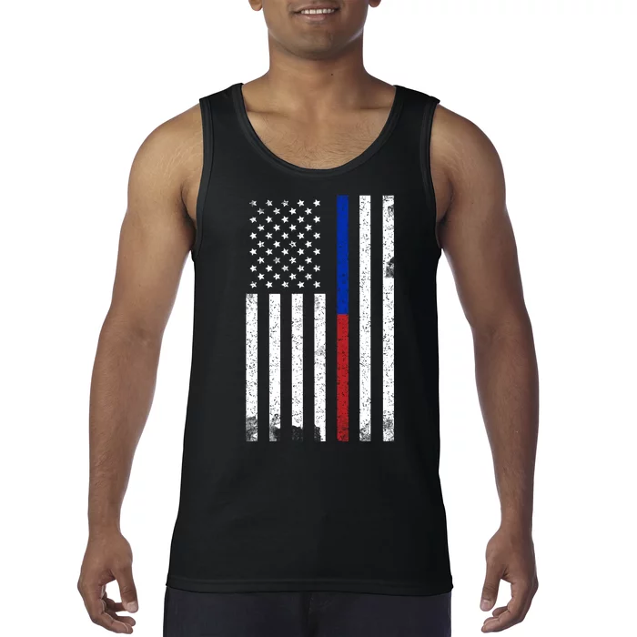 We The People Holsters  American Flag Thin Blue-Red Line Tank Top