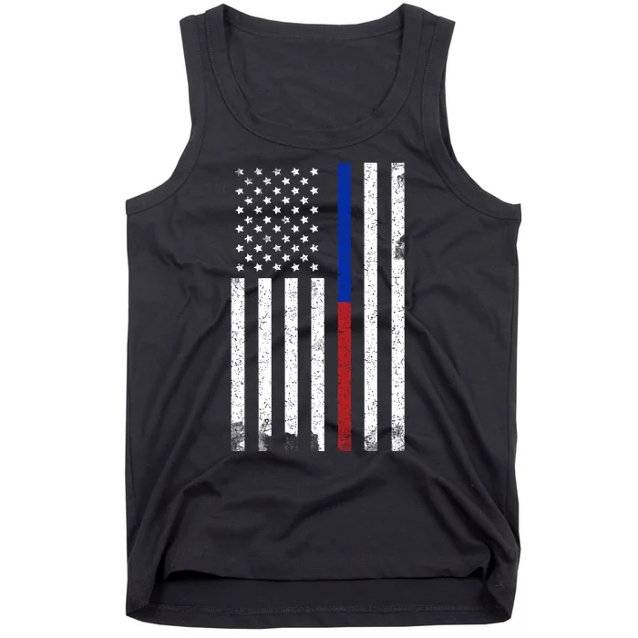 We The People Holsters  American Flag Thin Blue-Red Line Tank Top