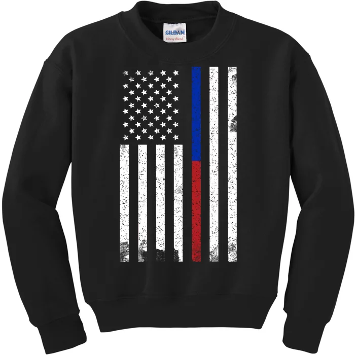 We The People Holsters  American Flag Thin Blue-Red Line Kids Sweatshirt