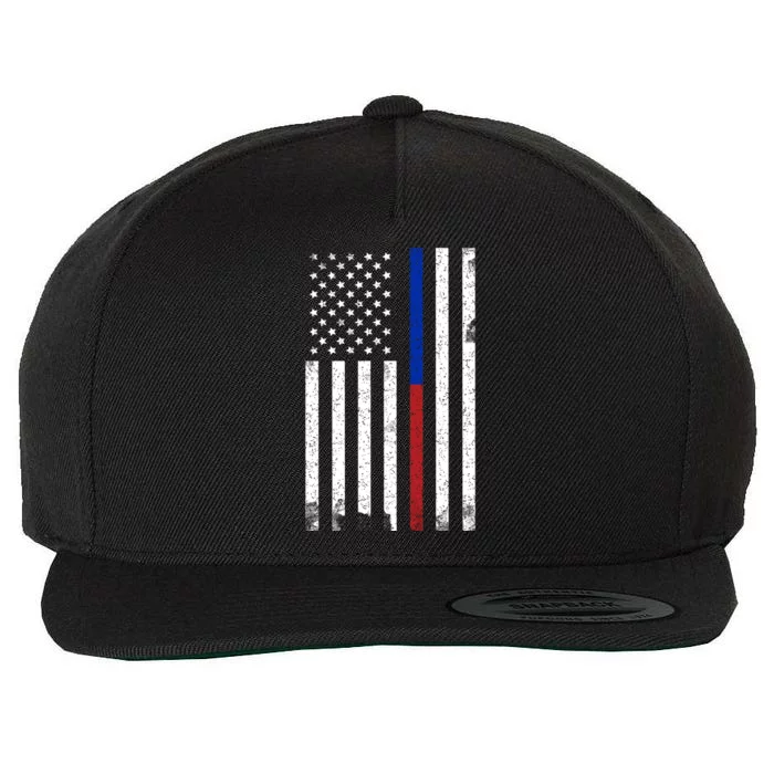 We The People Holsters  American Flag Thin Blue-Red Line Wool Snapback Cap