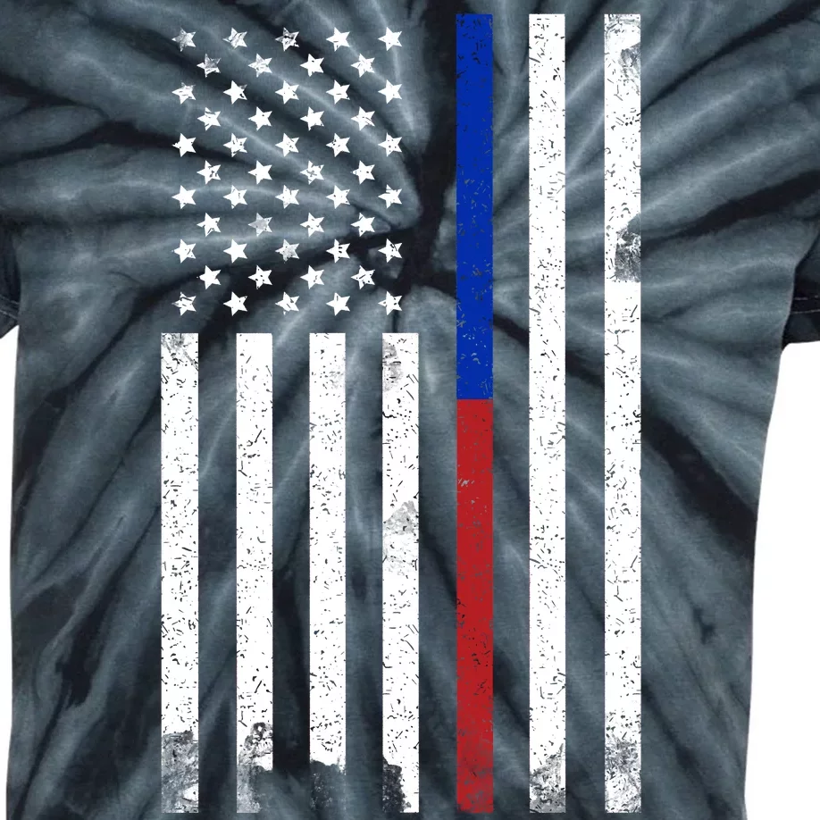 We The People Holsters  American Flag Thin Blue-Red Line Kids Tie-Dye T-Shirt