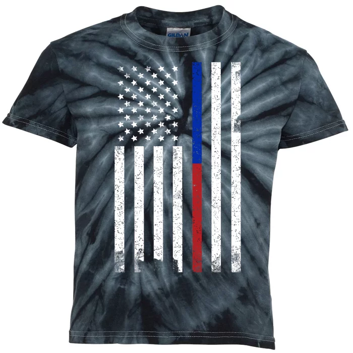 We The People Holsters  American Flag Thin Blue-Red Line Kids Tie-Dye T-Shirt