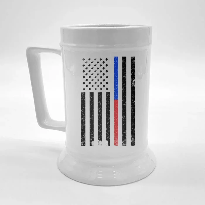 We The People Holsters  American Flag Thin Blue-Red Line Front & Back Beer Stein