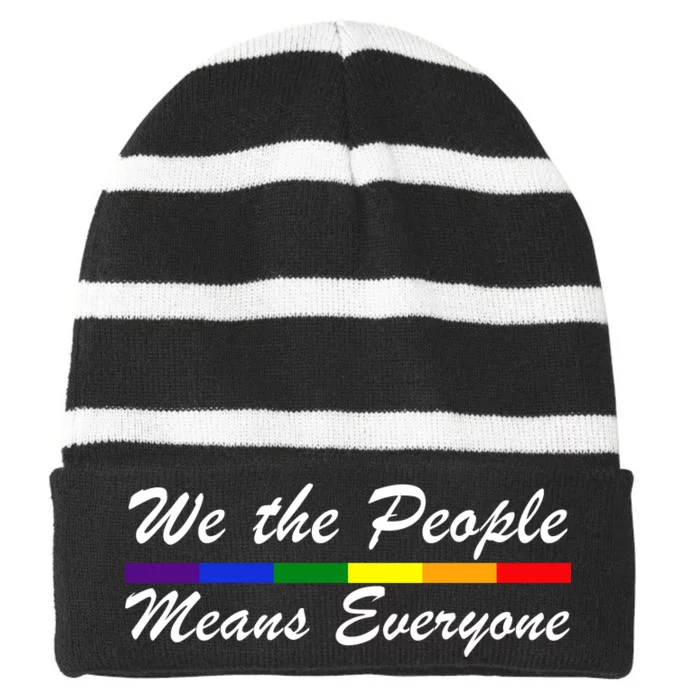 We The People Means Everyone LGBT Striped Beanie with Solid Band