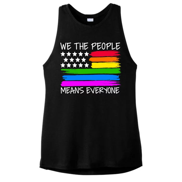 We The People Means Everyone Rainbow LGBT Flag Ladies Tri-Blend Wicking Tank