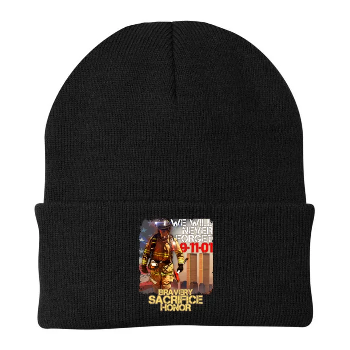 We Will Never Forget Bravery Sacrifice Honor 9-11-01 Knit Cap Winter Beanie