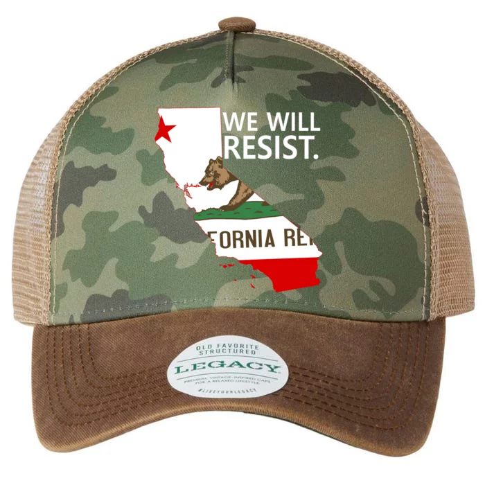 We Will Resist. California Flag Resistance Anti Trump Legacy Tie Dye Trucker Hat