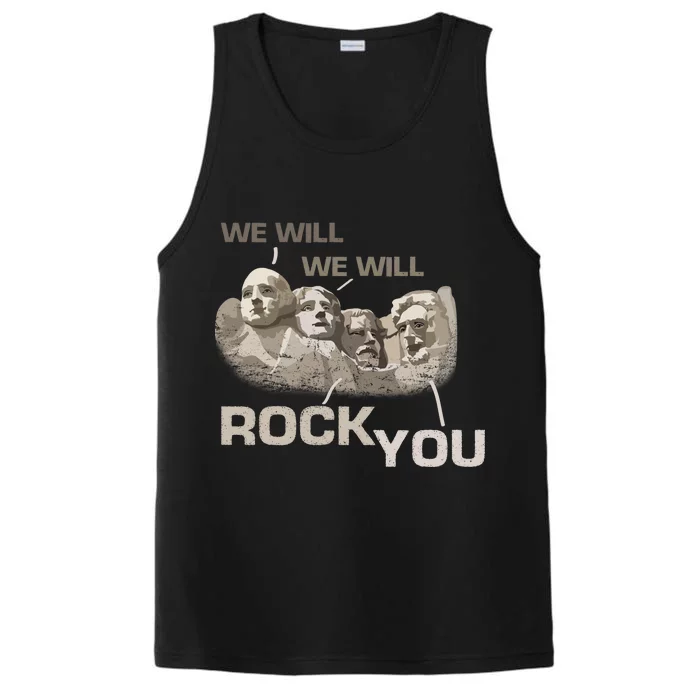 We Will Rock You Presidents Mt.Rushmore Performance Tank