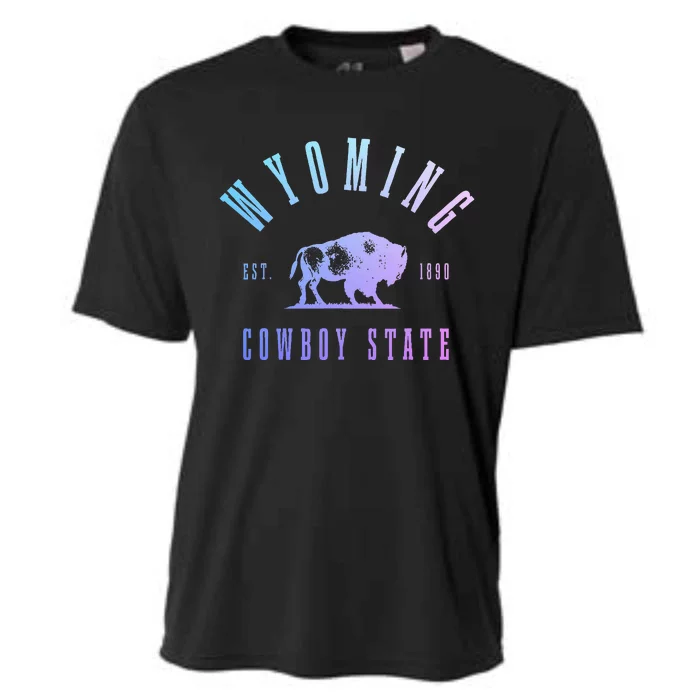 Wyoming Est. 1890 The Cowboy State Bison Vintage Pride Cooling Performance Crew T-Shirt