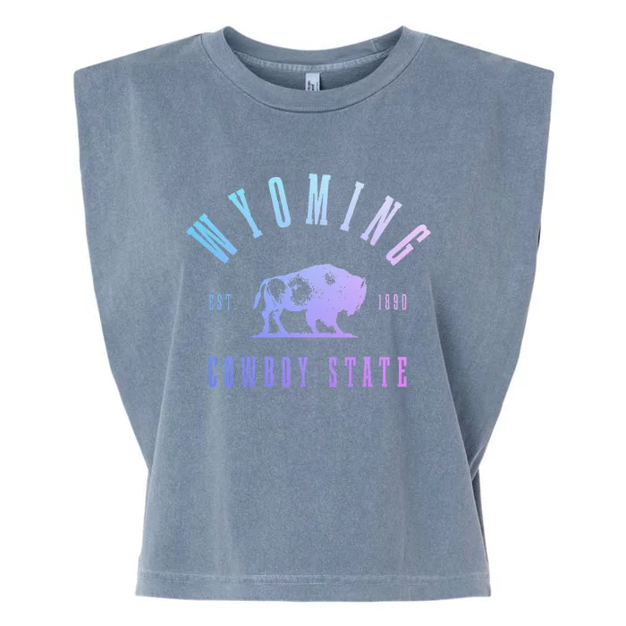 Wyoming Est. 1890 The Cowboy State Bison Vintage Pride Garment-Dyed Women's Muscle Tee