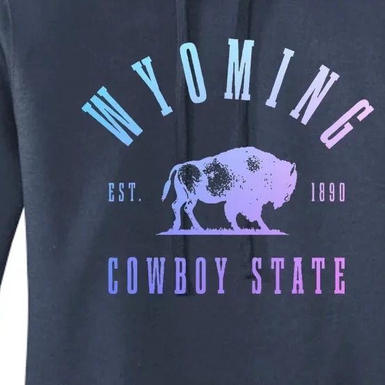 Wyoming Est. 1890 The Cowboy State Bison Women's Pullover Hoodie