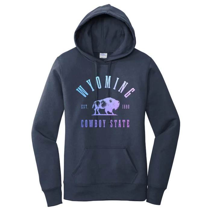 Wyoming Est. 1890 The Cowboy State Bison Women's Pullover Hoodie