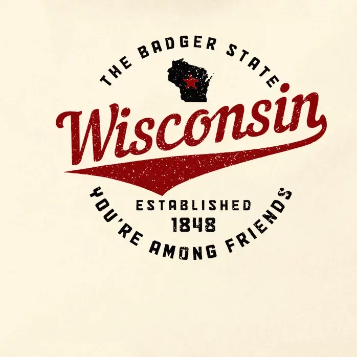 Wisconsin Est. 1848 Badger State Map Pride Zip Tote Bag