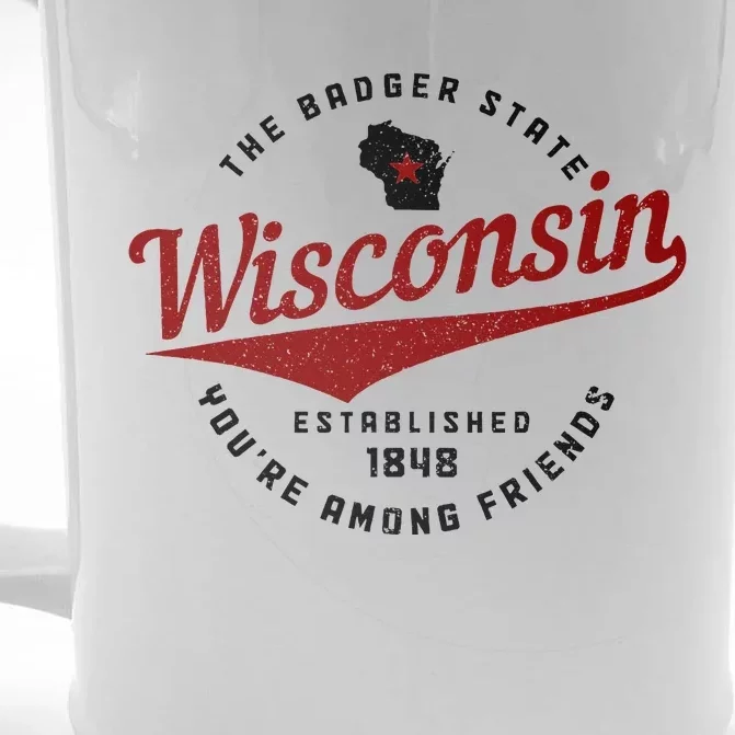 Wisconsin Est. 1848 Badger State Map Pride Front & Back Beer Stein