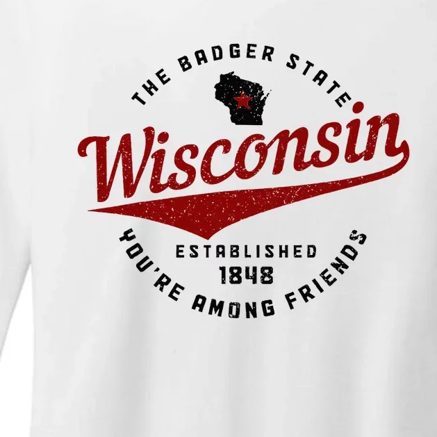 Wisconsin Est. 1848 Badger State Map Pride Womens CVC Long Sleeve Shirt