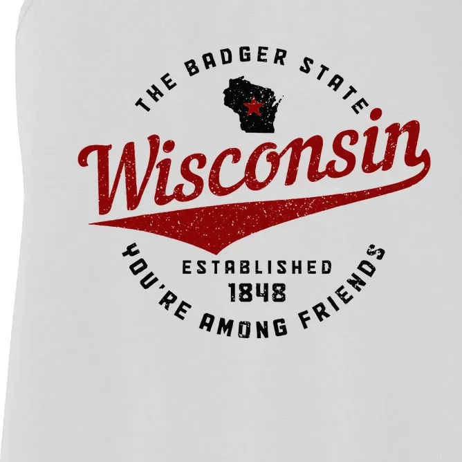 Wisconsin Est. 1848 Badger State Map Pride Women's Racerback Tank