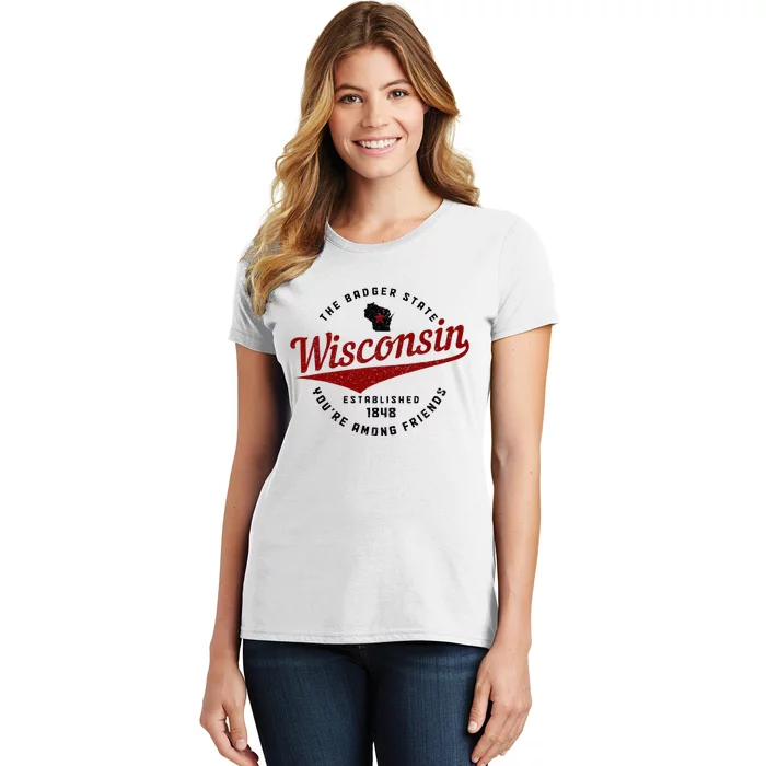 Wisconsin Est. 1848 Badger State Map Pride Women's T-Shirt