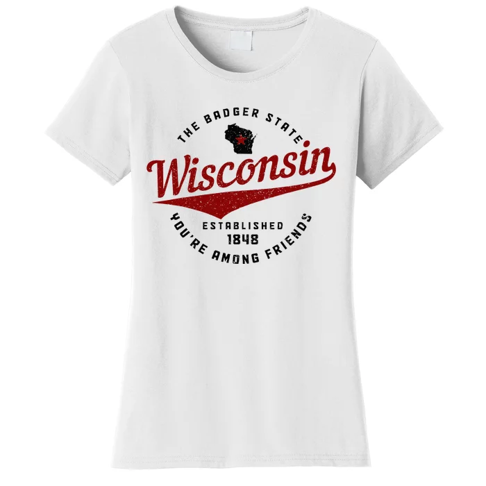 Wisconsin Est. 1848 Badger State Map Pride Women's T-Shirt