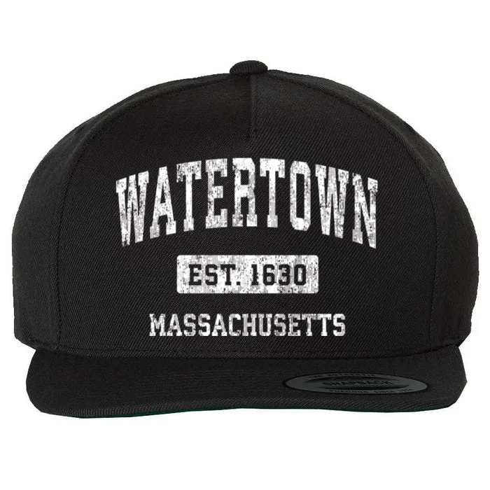 Watertown Est 1630 Massachusetts Ma Vintage Sports Established Design Wool Snapback Cap