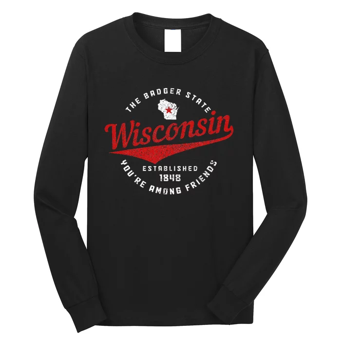 Wisconsin Est. 1848 Badger State Map Pride Long Sleeve Shirt