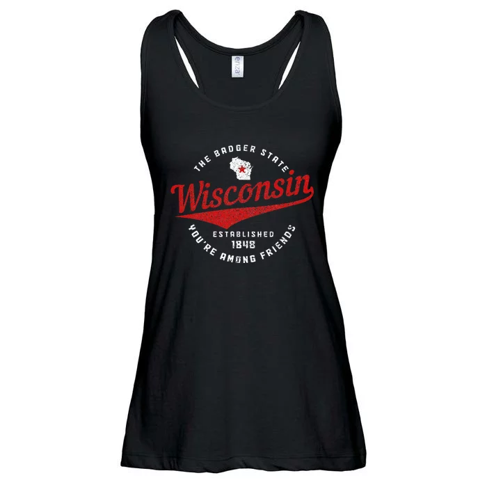 Wisconsin Est. 1848 Badger State Map Pride Ladies Essential Flowy Tank