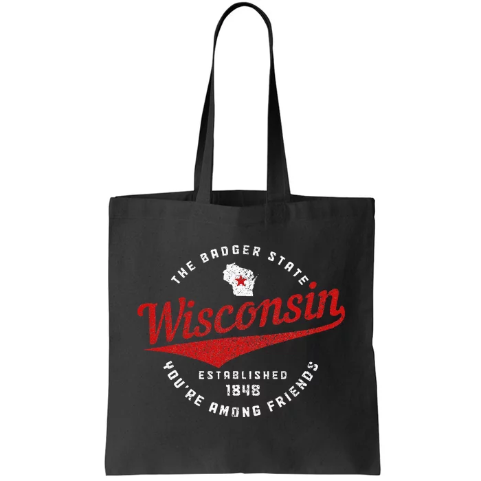 Wisconsin Est. 1848 Badger State Map Pride Tote Bag