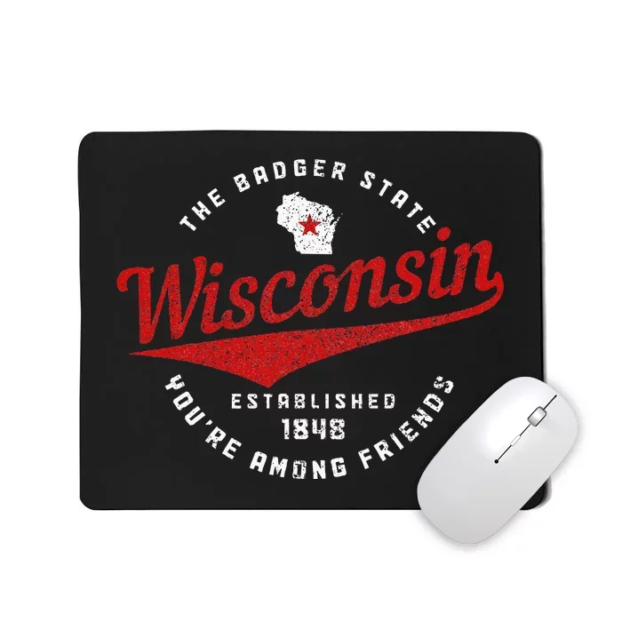 Wisconsin Est. 1848 Badger State Map Pride Mousepad