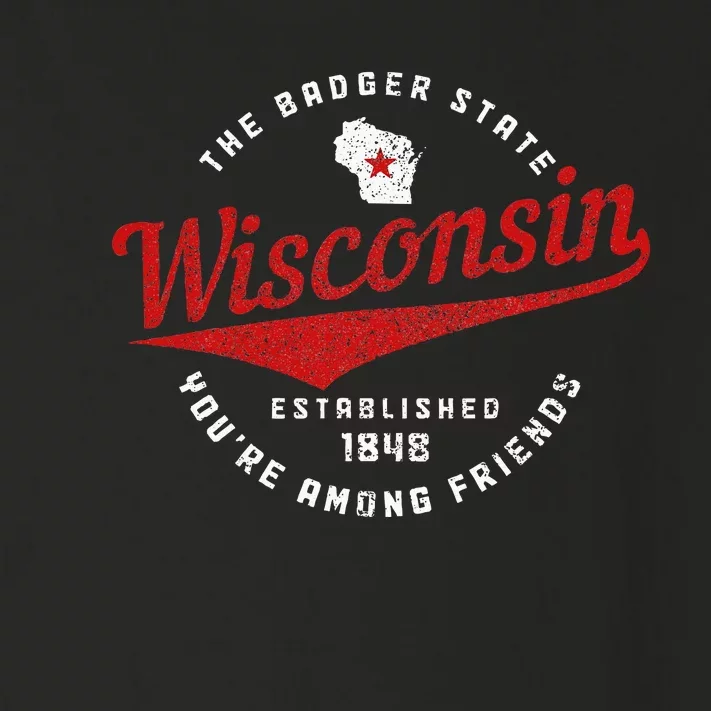 Wisconsin Est. 1848 Badger State Map Pride Toddler Long Sleeve Shirt