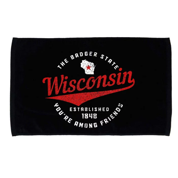 Wisconsin Est. 1848 Badger State Map Pride Microfiber Hand Towel