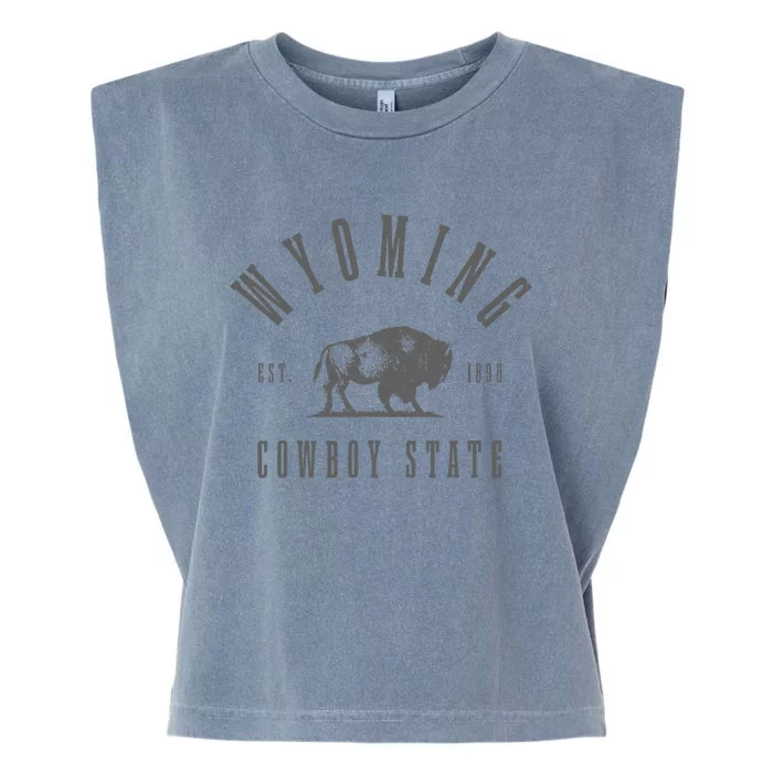 Wyoming Est. 1890 The Cowboy State Bison Vintage Pride Garment-Dyed Women's Muscle Tee