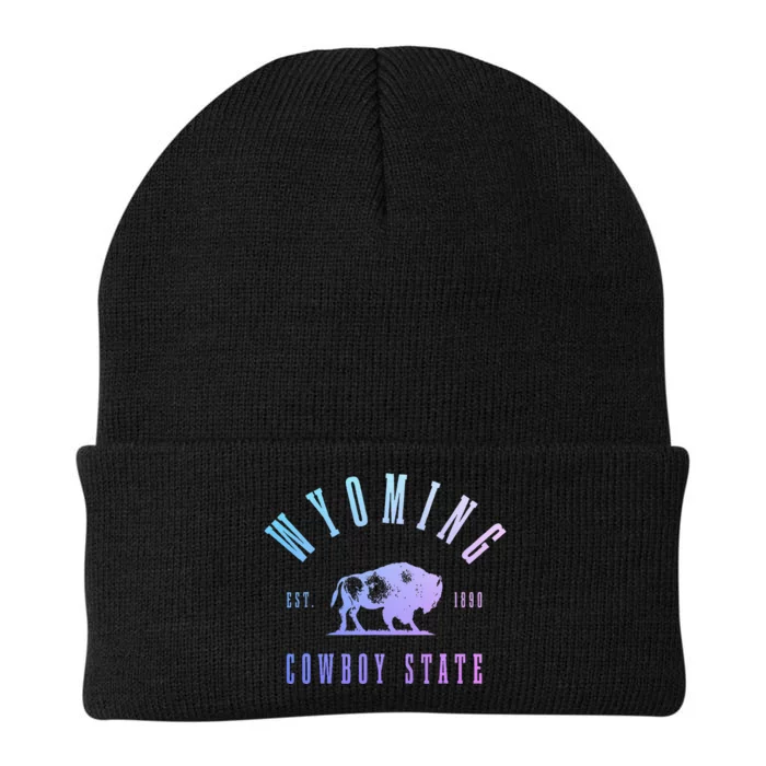 Wyoming Est. 1890 The Cowboy State Bison Vintage Pride Knit Cap Winter Beanie