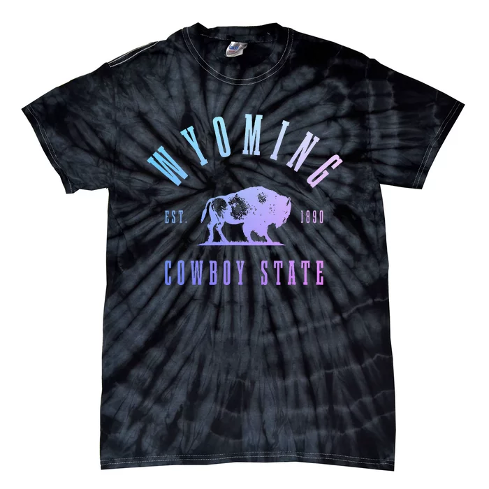 Wyoming Est. 1890 The Cowboy State Bison Vintage Pride Tie-Dye T-Shirt