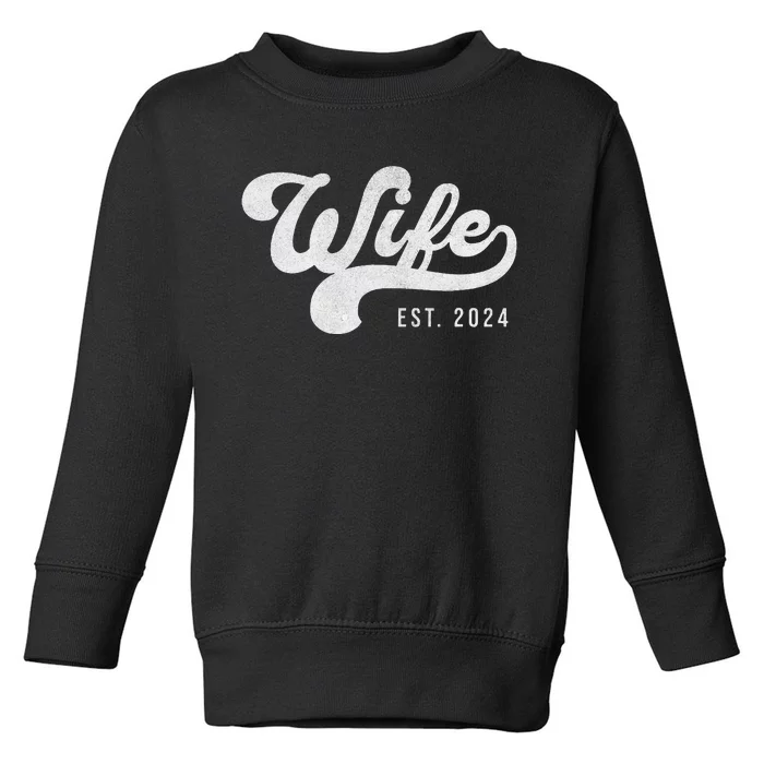 Wife Est. 2024 Married Couple Vintage Matching Wedding Toddler Sweatshirt