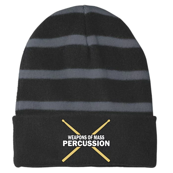 Weapons of Mass Percussion Funny Drummer Striped Beanie with Solid Band