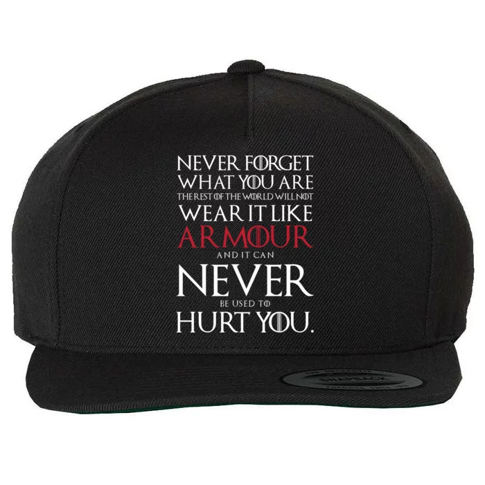 Wear It Like Armour Quote Wool Snapback Cap