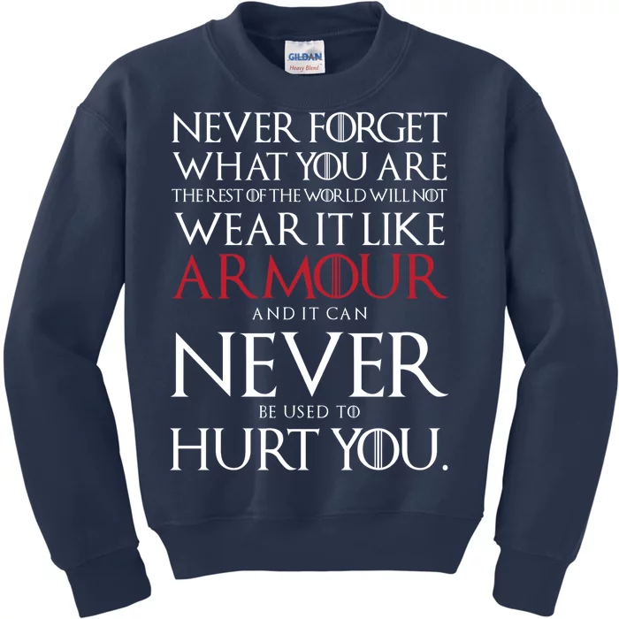 TeeShirtPalace | Wear It Like Armour Quote Kids Sweatshirt