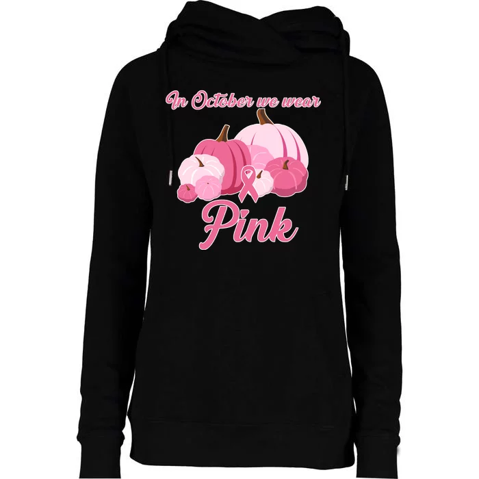 Wear Pin In October Breast Cancer Awareness Autumn Womens Funnel Neck Pullover Hood