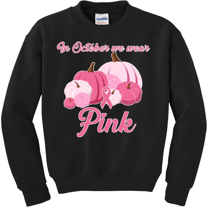 Wear Pin In October Breast Cancer Awareness Autumn Kids Sweatshirt