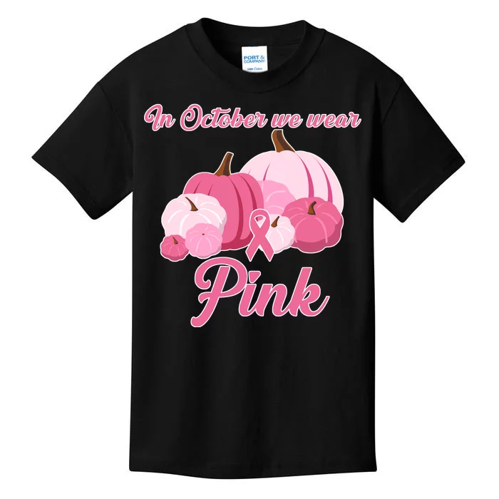 Wear Pin In October Breast Cancer Awareness Autumn Kids T-Shirt